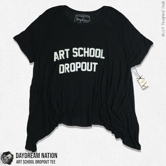 DAYDREAM NATION X DOLLS KILL ART SCHOOL DROPOUT OVERSIZED TEE IN BLACK SIZE XL - Picture 1 of 16